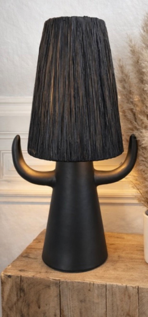 XL table lamp, matte black terracotta