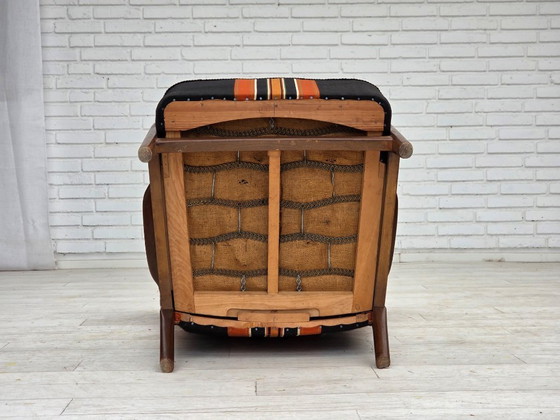 Image 1 of Anni '60, poltrona danese con schienale alto di Fritz Hansen, lana per mobili, legno di faggio.