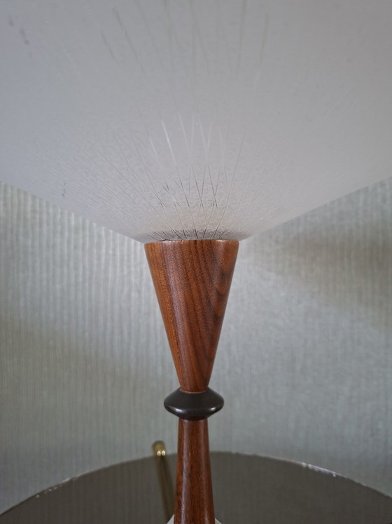 UFO Table Lamp Teak Frosted Glass – Metal (photo 7 of 9)