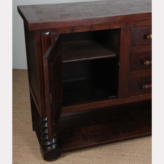 Image 1 of Credenza in rovere e ottone, lavorazione bretone degli anni '40