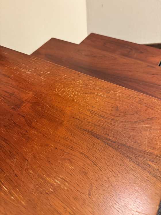 Image 1 of Set van 3 vintage bijzettafels – metaal & hout – mid-century stijl