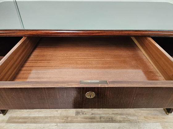 Image 1 of Art Decò bureau in exotisch hout, glas en messing