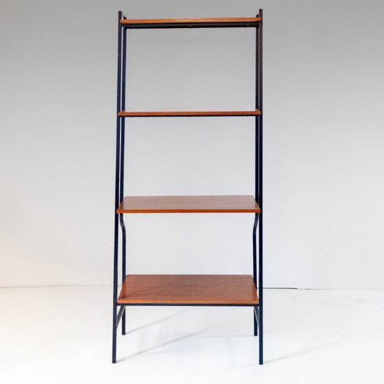 Image 1 of 1x Mid-Century Modern Teak Bookshelf with Iron Frame, Italy, 1960s
