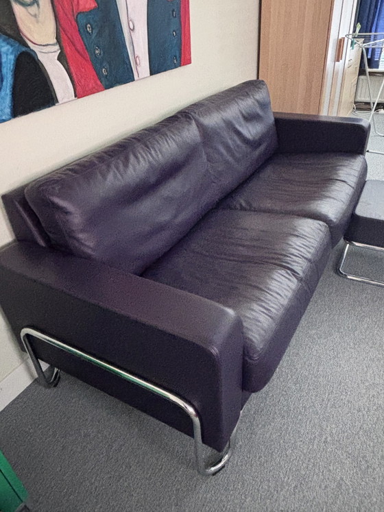 Gispen AD 3 in Aubergine Kleur Leer – Banken, Leather, Metal (photo 3 of 4)