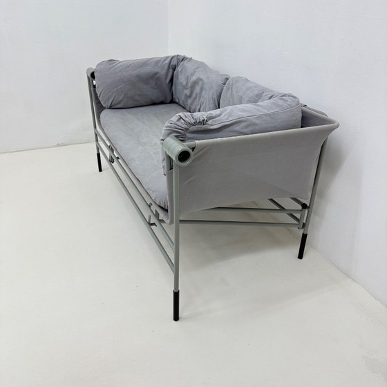 Grey 2 seaters with metal frame Bruno Rota for Esse, 1986 Italy, Textile, Modern (photo 12 of 15)