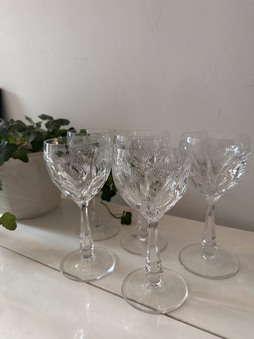 Set of 5 crystal wine glasses 1970s