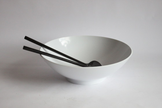 Image 1 of Melamine Salad Bowl and Spoons by Copco Taiwan, 1985. Postmodern Salad Spoons in Excellent Condition