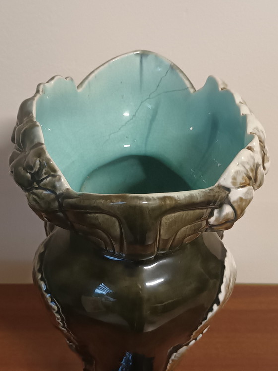 Image 1 of Antique Art Nouveau vase with floral motif