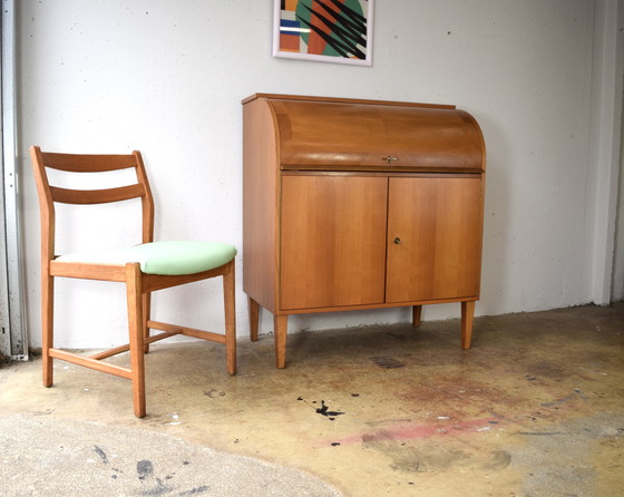 Image 1 of Mid - Century bureau secretary vintage chest of drawers cabinet