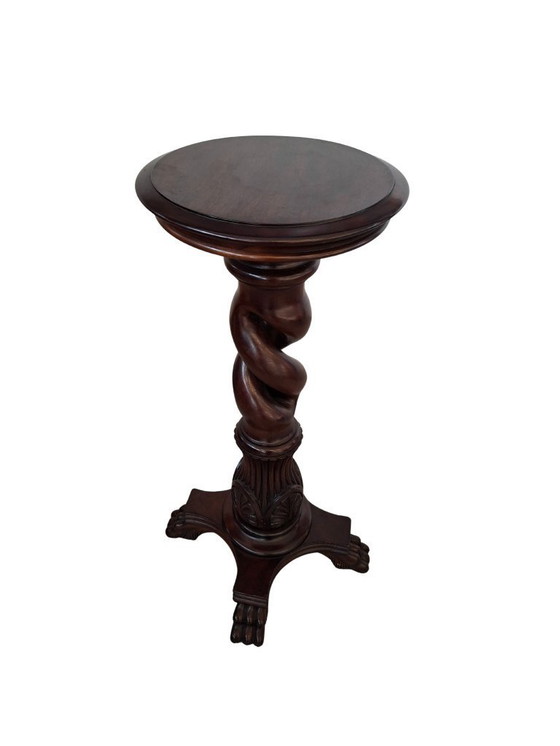 Image 1 of Elegante mahoniehouten planten-/bustestandaard/zuil – Vintage jaren 60