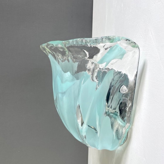 Image 1 of Applique murale en verre de Murano La Murrina des années 1980 avec incrustations d'aigue-marine. Mod. 691 Large.