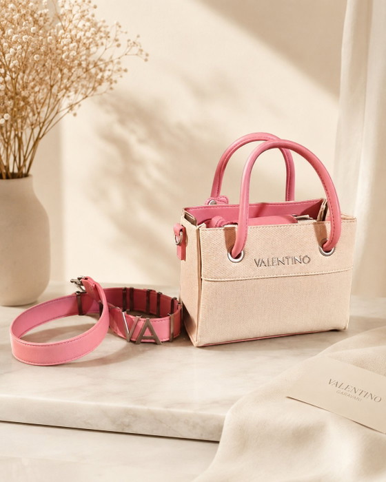 Valentino Pink and Beige Shoulder Bag – Mario Valentino, Crossbody bags, Canvas, Polyester (photo 3 of 9)