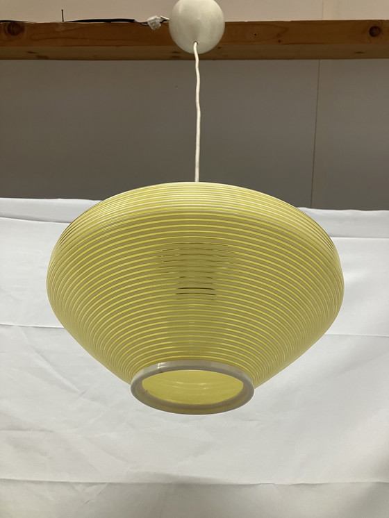 Image 1 of Lampada a sospensione di design in plastica gialla Rotaflex, anni '60