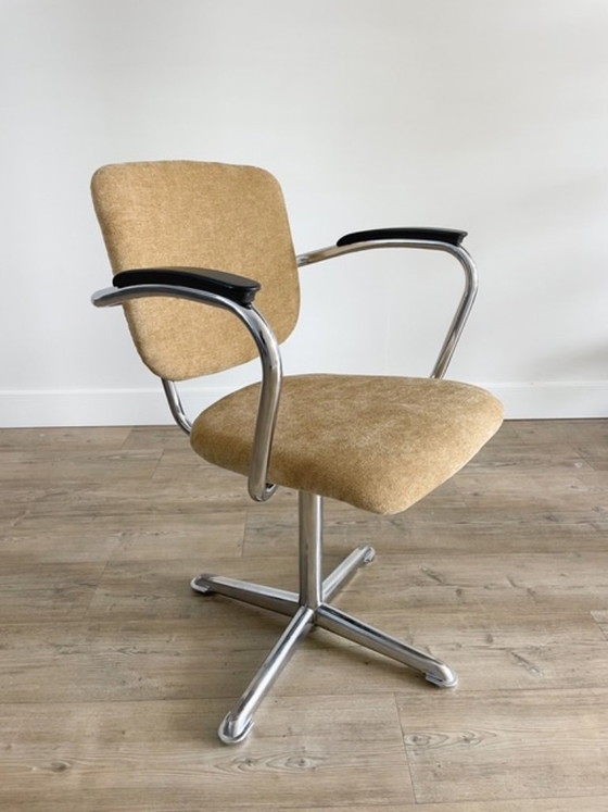 Sedia da Ufficio Vintage Anni '60 | Rivestita | Regolabile – Sedie girevoli, Polyester (photo 4 of 9)