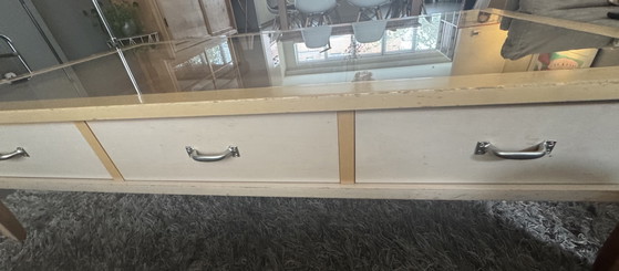 Designer Coffee Table in Walnut & Glass - 160 x 90 cm and 45 cm high – Metal (photo 6 of 6)