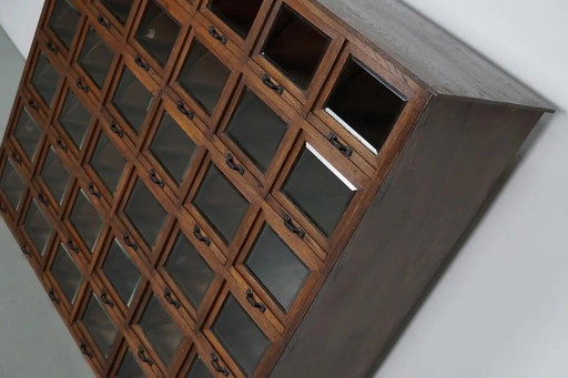 Antique German oak haberdashery cabinet, 1920s/1930s