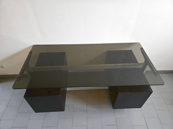 Image 1 of Vintage 1970s desk by Etienne Fermigier for JFR, stainless steel & aluminum, 70s space age