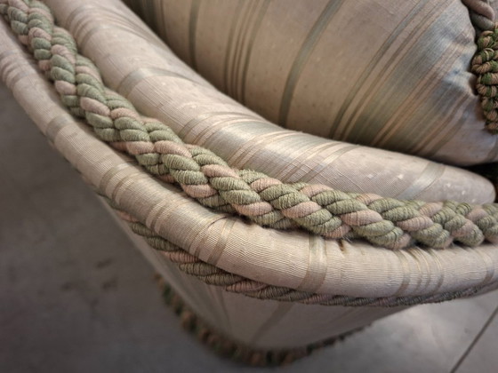 Image 1 of Coppia di Divani Vintage in Seta di San Leucio – Anni '80