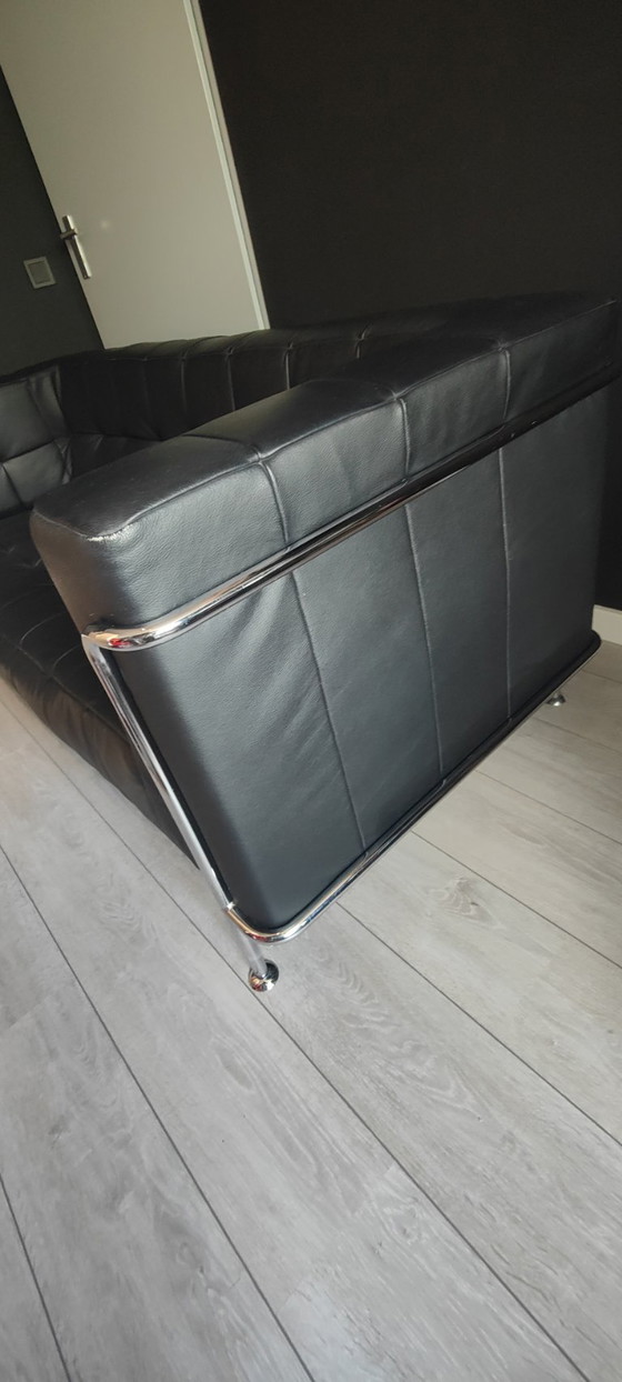 Design Leather Couches Set, Bauhaus / Chrome Retro vintage, Silver (photo 8 of 21)
