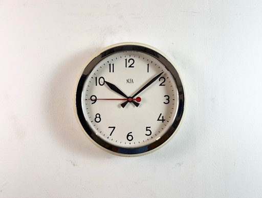 Vintage Beige Industrial Wall Clock from NUFA, 1960s