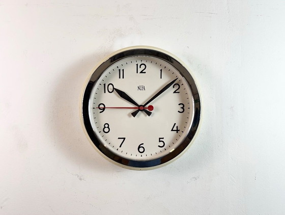 Image 1 of Vintage Beige Industrial Wall Clock from NUFA, 1960s