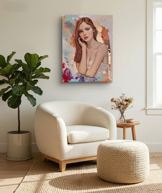 Image 1 of Elisabeth MIONE - Maéva - Litografia dell'artista su telaio