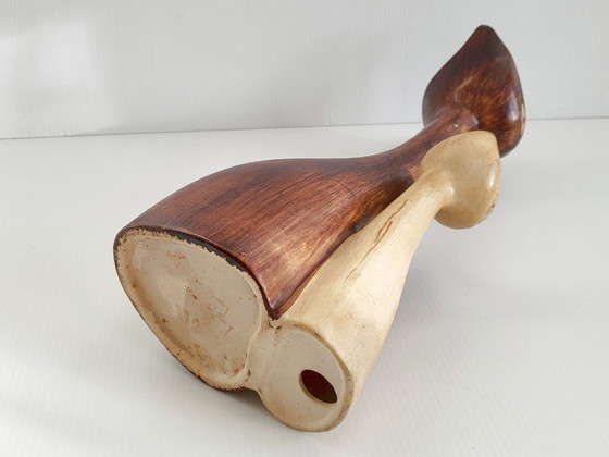 Image 1 of BOUTEILLE DE LIQUEUR VINTAGE 1950 CHAT CHATS CERAMIQUE 50S NOYAU DE POISSY