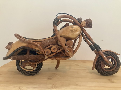 Harley Davidson - moto chopper en bois
