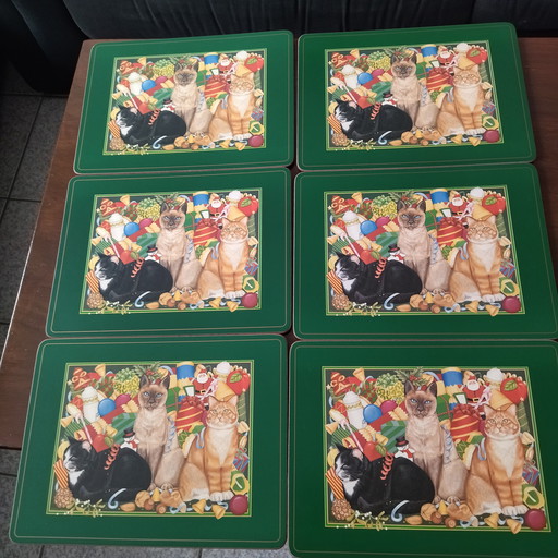 Set van 6 Pimpernel tafelsets "Christmas Cats".