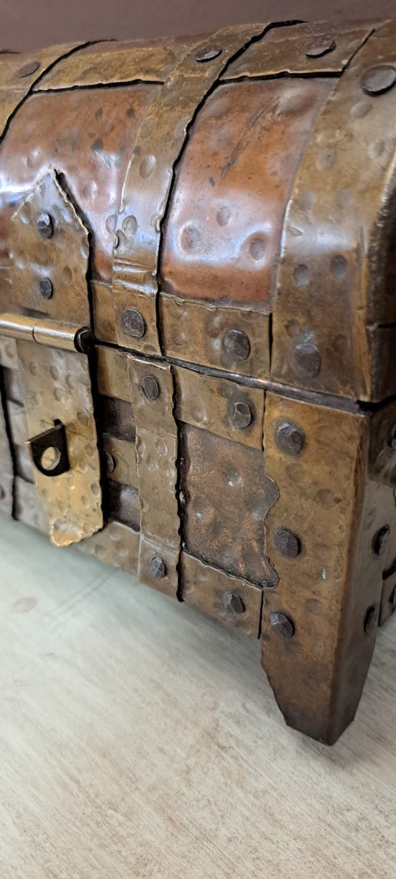 Baule miniatura antico, Oggetti decorativi, Rame, Metallo, Dorato (foto 4 di 7)