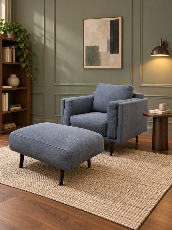 COMO NUEVO Leolux Bellice Sillón + GARANTÍA, Sillones, Lana, Metal, Azul, Design (foto 2 de 15)