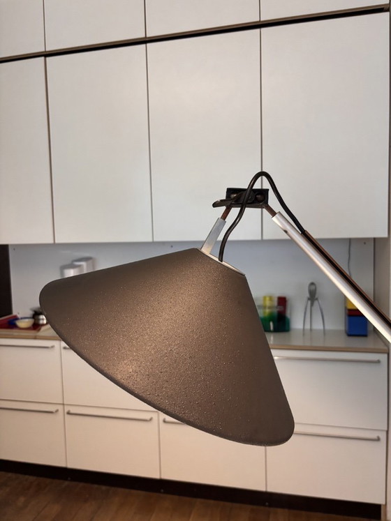 Image 1 of Lampada Aggregato con morsetto Enzo Mari e Giancarlo Fassina per Artemide 1974 Metallo plastica grigia Vintage