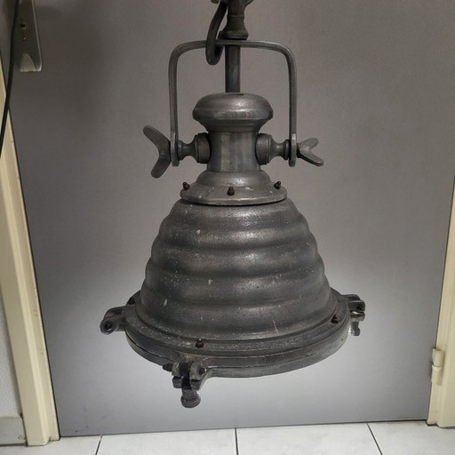 Lámpara colgante de ojo de buey industrial vintage