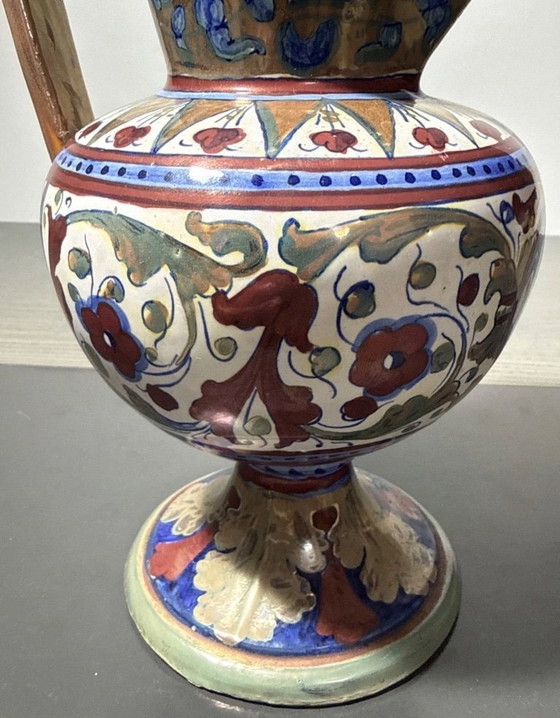 Image 1 of A348-Superb Antique Pitcher Alfredo Santarelli Majolica Italy