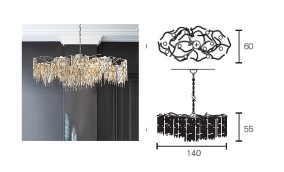 Image 1 of Brand van Egmond ovale kroonluchter 140 cm nikkel