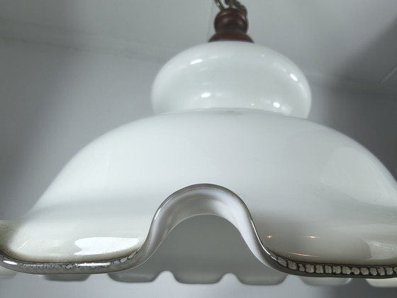 Image 1 of Antique pendant lamp with white opal glass – hand-blown shade, ca. 1920–1940