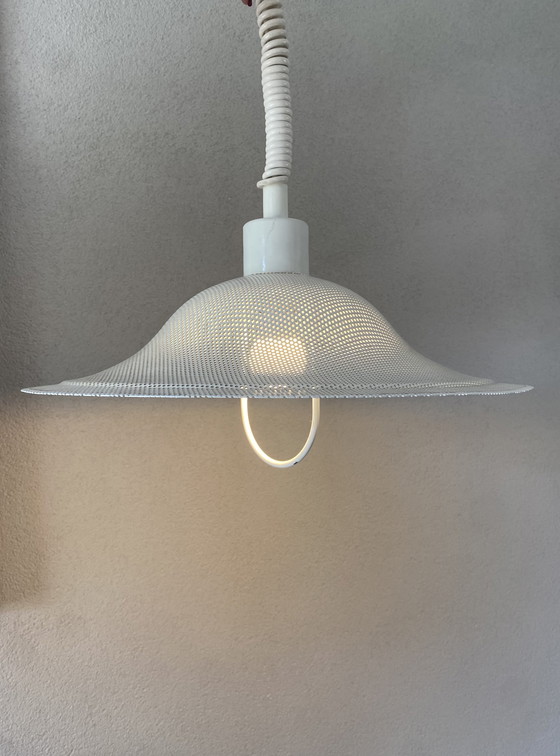 Image 1 of Vintage verstelbare hanglamp geperforeerde kap Pilastro stijl