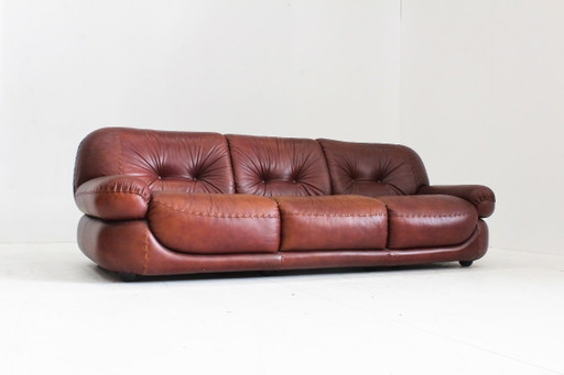 Vintage Sapporo Italienisches Ledersofa Mobil Girgi 1970er Jahre – 3 5 zitsbanken, Leather