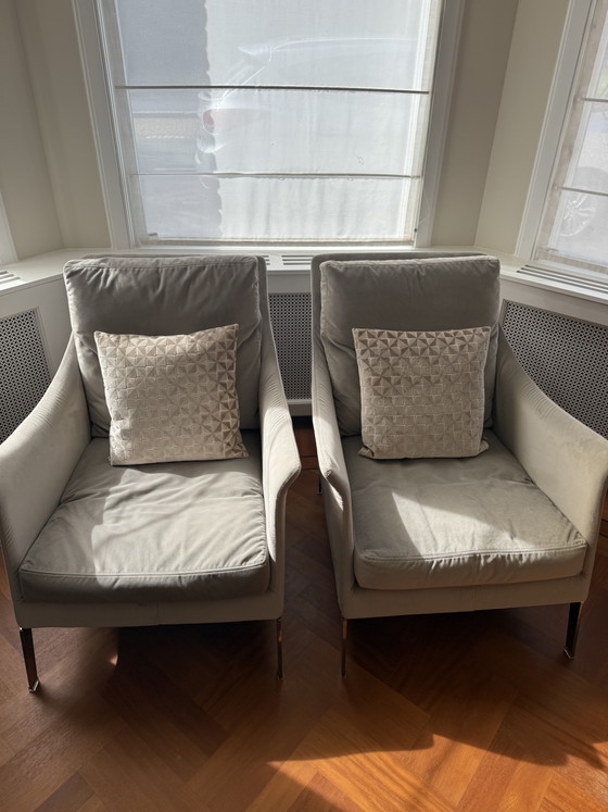 2x Flexform Boss Poltrone – Textile, Chrome (photo 2 of 5)