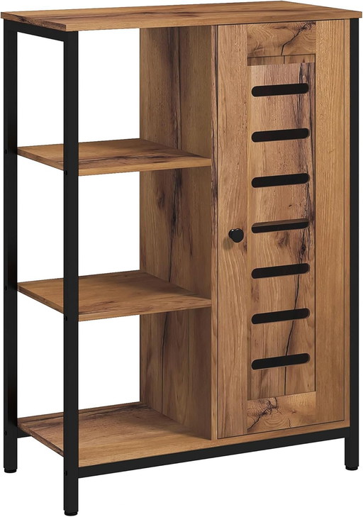 kleankin Meuble de Rangement Salle de Bain sur Pied, Design Industriel, Structuur en Acier, 3 étagères Ouvertes, Placard à 2 Niv
