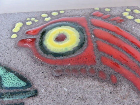 Image 1 of Plato de lava esmaltado modernista, 1970, Francia