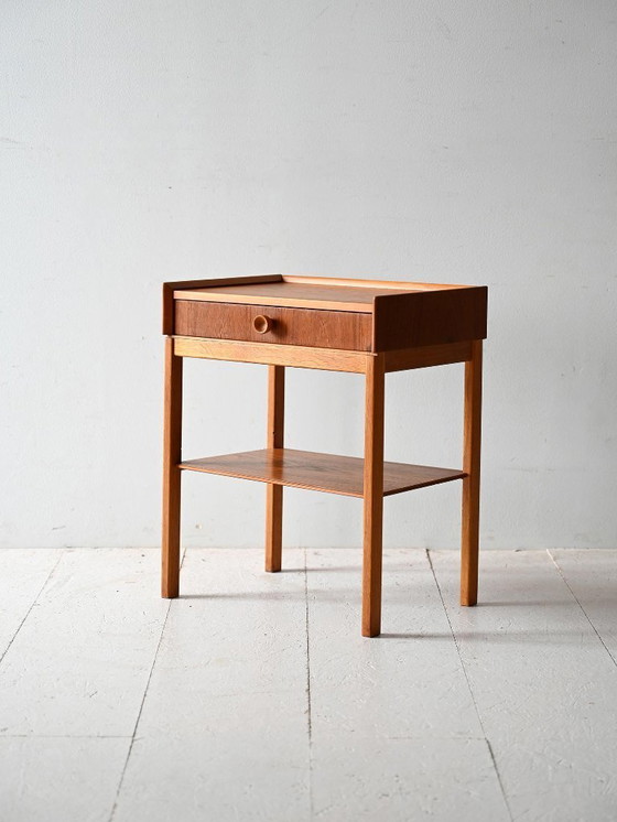 Image 1 of 1960s Scandinavian Teak and Oak Nightstand