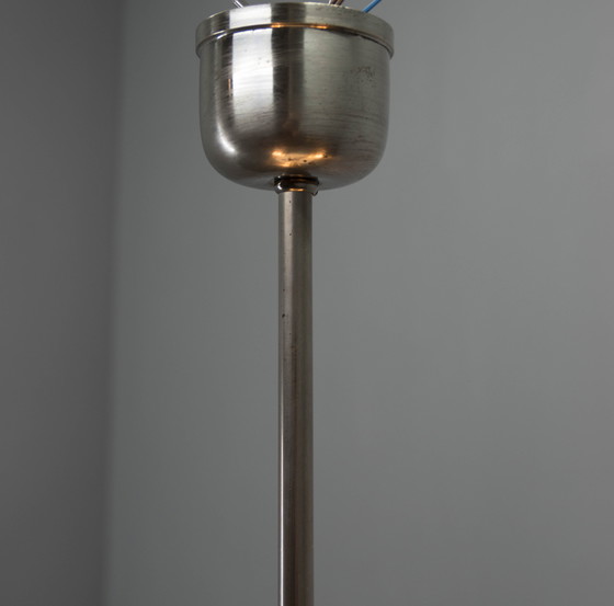 Image 1 of Art Deco Tubular Nickel Plated Chandelier, 1920S, Restored