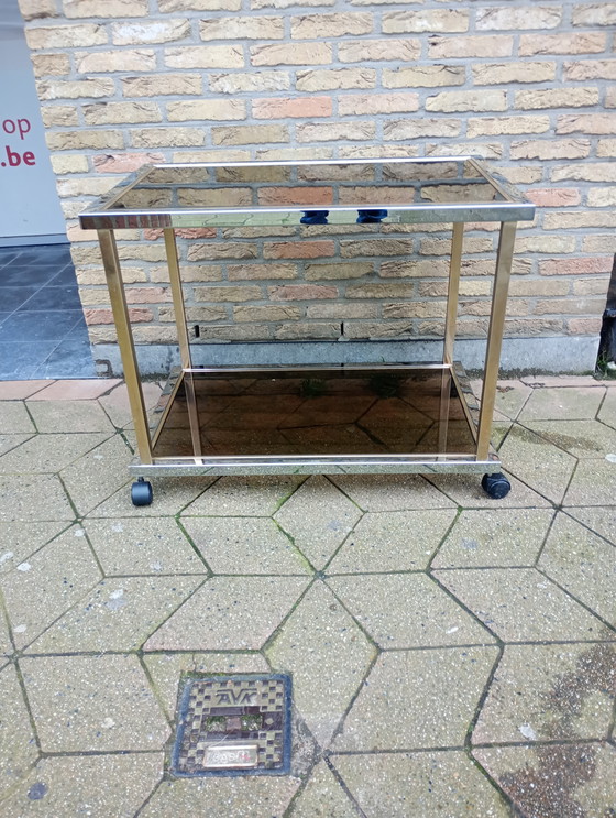 Image 1 of Belgo chrome rolling table bar table