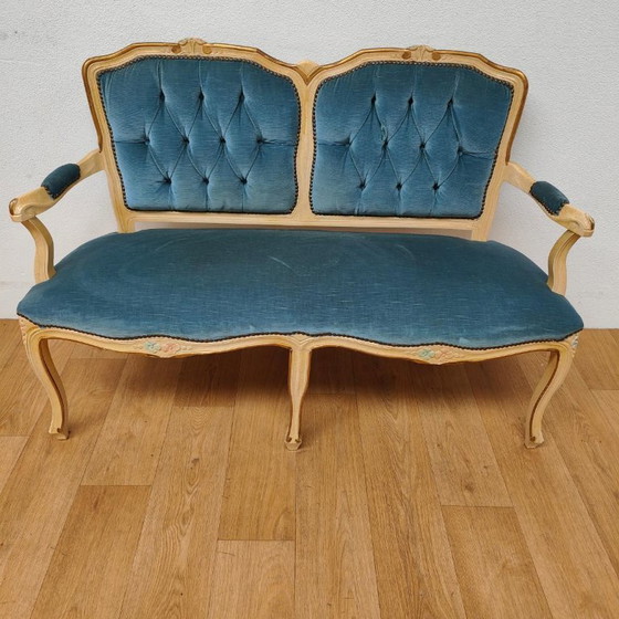 Banc Vintage Brocante Rococo Queen Ann pour Hall et Boudoir – Textile (photo 4 of 20)