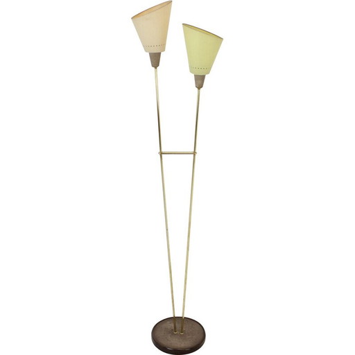 Vintage floor lamp in brass and plastic, Czechoslovakia 1960s