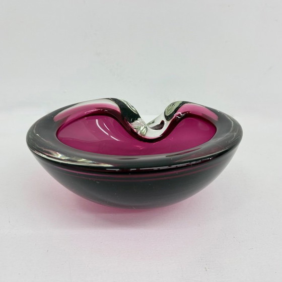 Image 1 of Set of 3 murano summerso pink glass bowls , 1970s