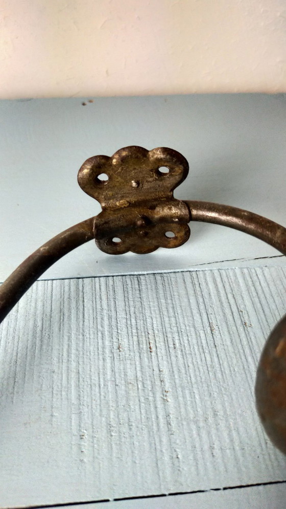 Porte-Manteau Ancien Boule Bois Rouge – Portemanteaux, Metal, Wood (photo 6 of 6)