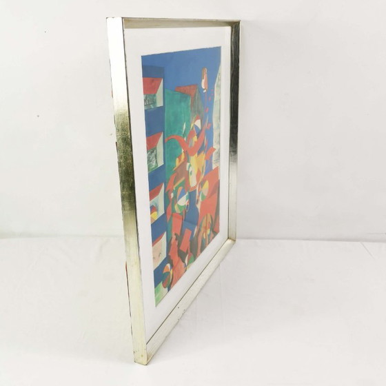 Image 1 of Dipinto surrealista di Bent Karl Jacobsen, Danimarca, anni '70.