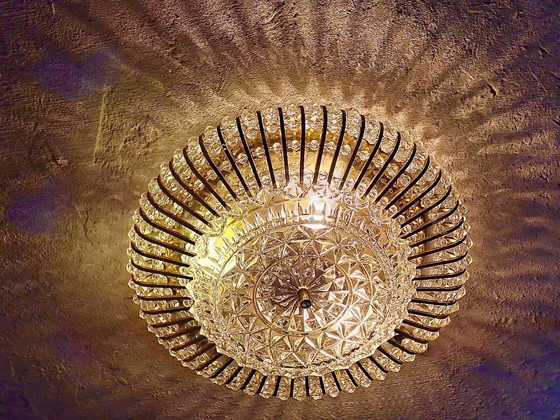 Lámpara de techo de latón y cristal de Ernst Palme Palwa, década de 1970. – Plafones, Brass (photo 7 of 8)